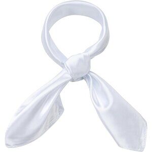 Women's White Silk Feeling Scarf 23.6'' Square Satin Scarf Neck Head Bandana